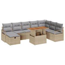 9-Delige Tuin Sofa Set Met Kussens Beige Poly Rattan,  2-Persoons Tuin Sofa Met Kussens Beige Poly Rattan