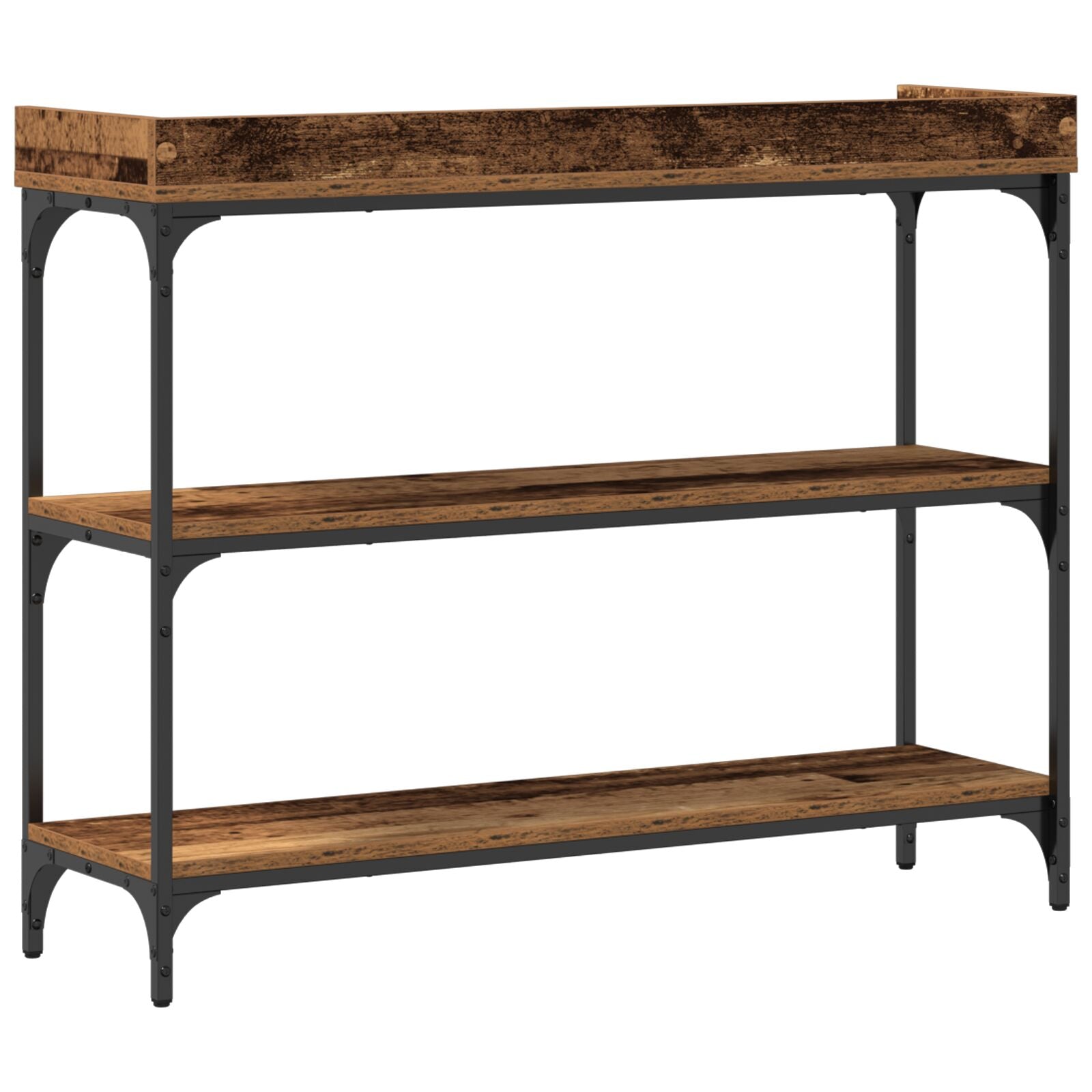 Console Tafel 100X30X80 Cm Engineered Hout En Staal Oud hout 100 cm