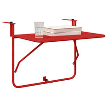 Vouwbare Balkon Tafel 60X40 Cm Staal Rood Lattenontwerp