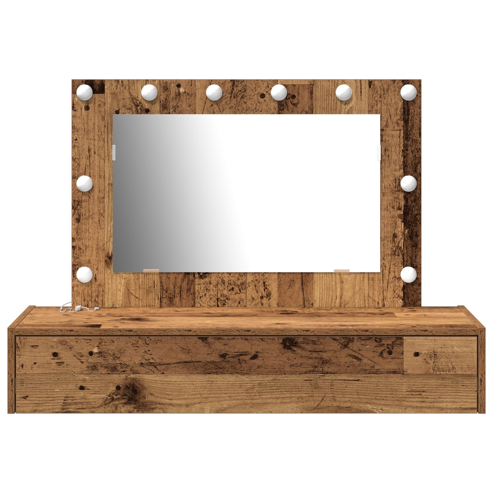 Wandkaptafel -Verlichting 100 x 40 x 70 cm Oud Hout met LED