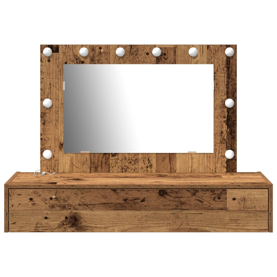 Wandkaptafel -Verlichting 100 x 40 x 70 cm Oud Hout met LED