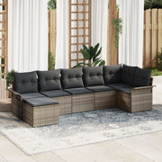 Loungeset poly rattan 7-delig grijs