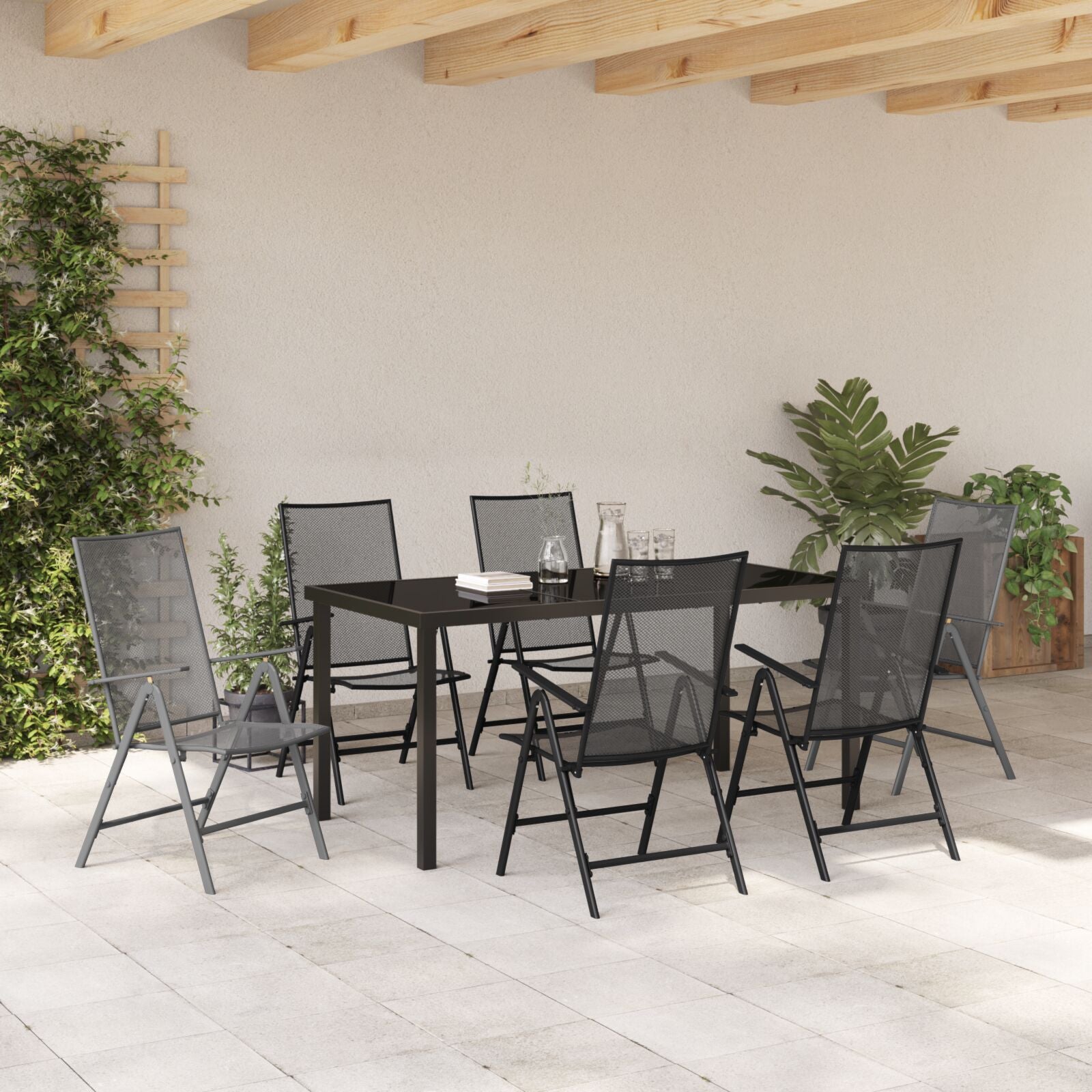 7-Delige Tuin Eetset Anthraciet Staal