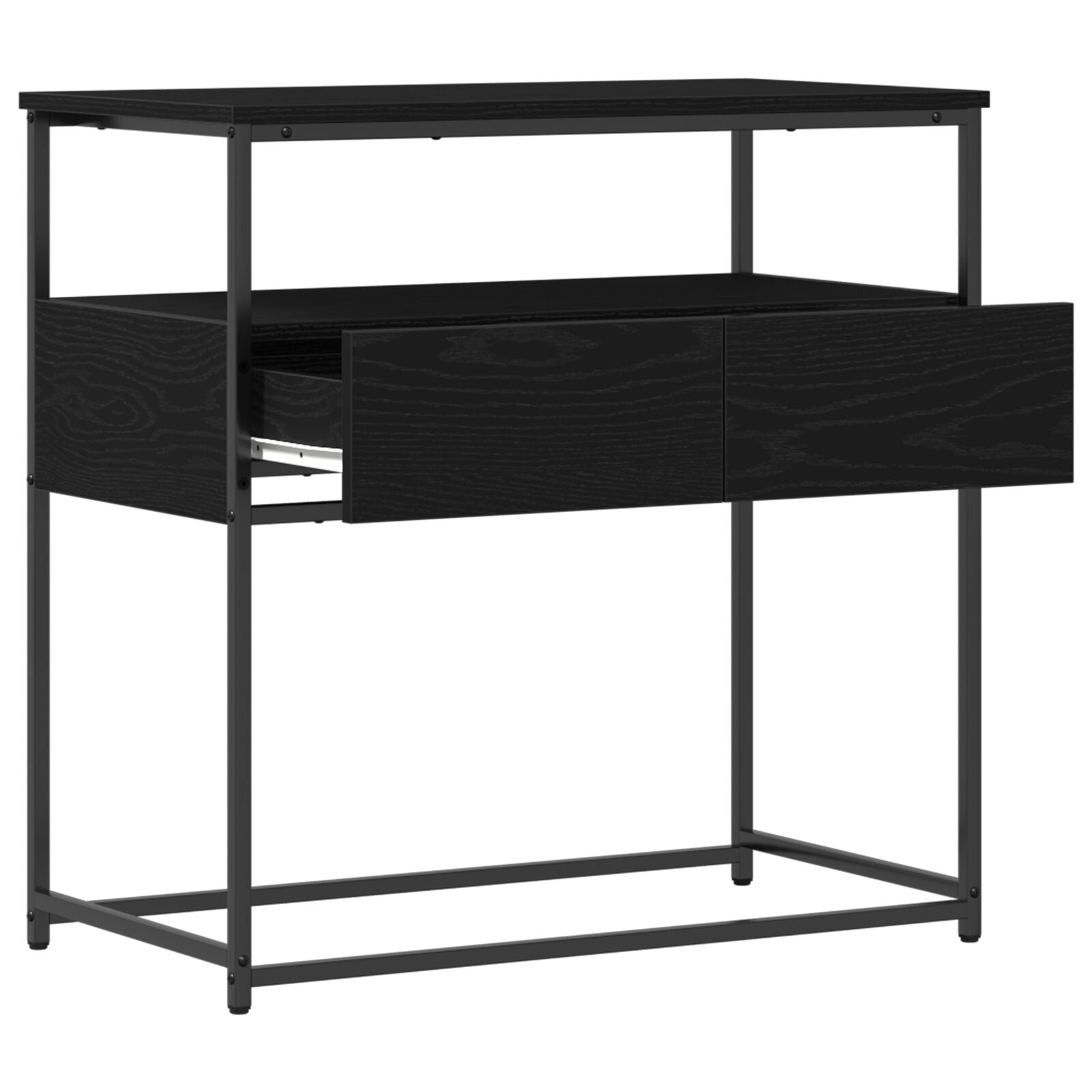 Console Tafel Engineered Hout En Staal Zwart eiken 75 x 40 x 75 cm