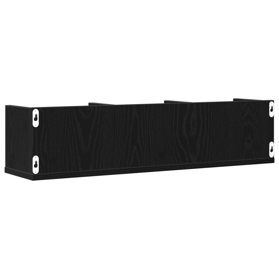 Cd Wandrek Zwart Eiken 75X18X18 Cm Behandeld Hout