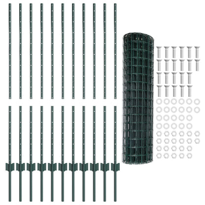 Euro Fence met 11 U-Palen Groen 1,2x25 m Staaldraad