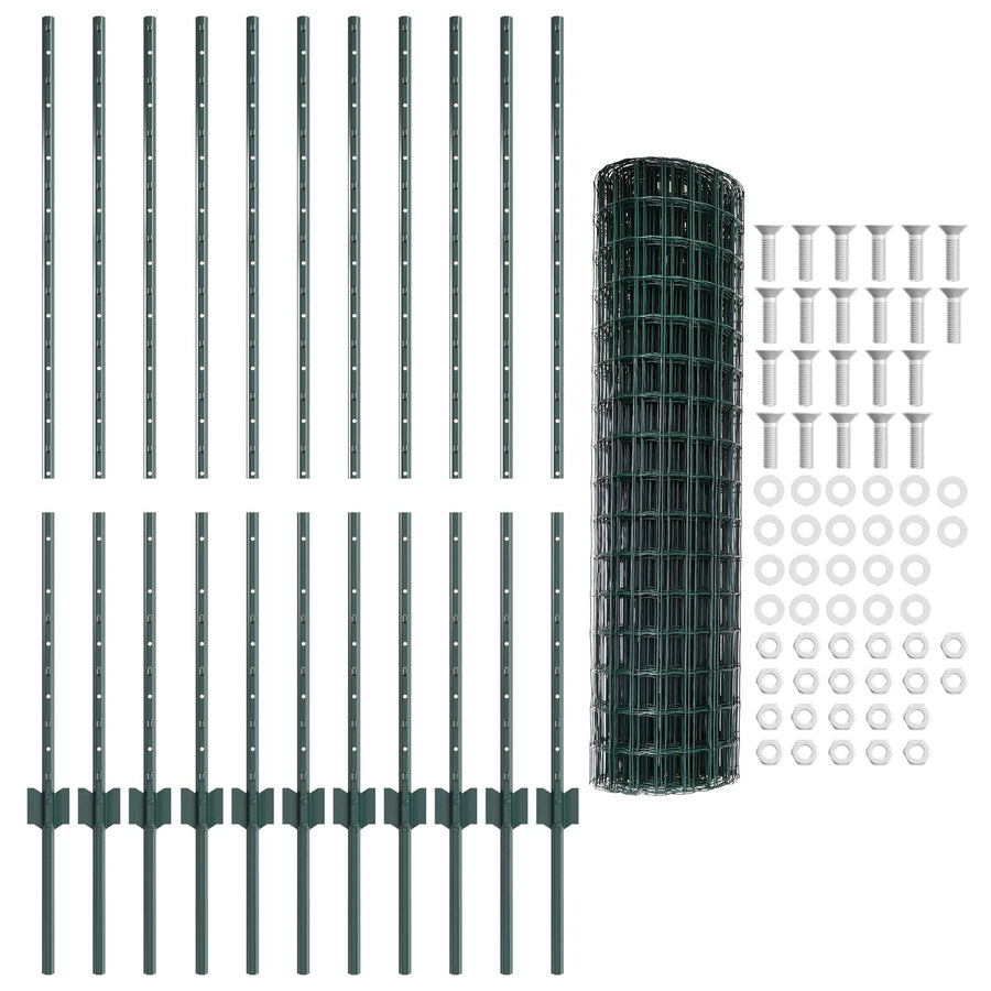 Euro Fence met 11 U-Palen Groen 1,2x25 m Staaldraad