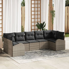 Garden Sofa Set with Cushions 7 pcs Grey Poly Rattan