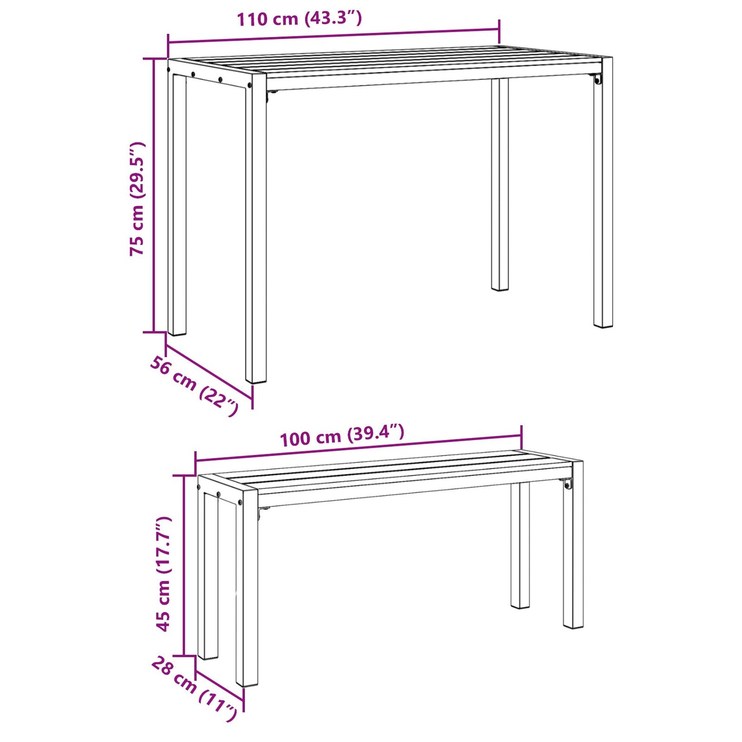 3 Delige Tuin Eetset Van Staal En Wpc Bruin