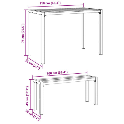 3 Delige Tuin Eetset Van Staal En Wpc Bruin