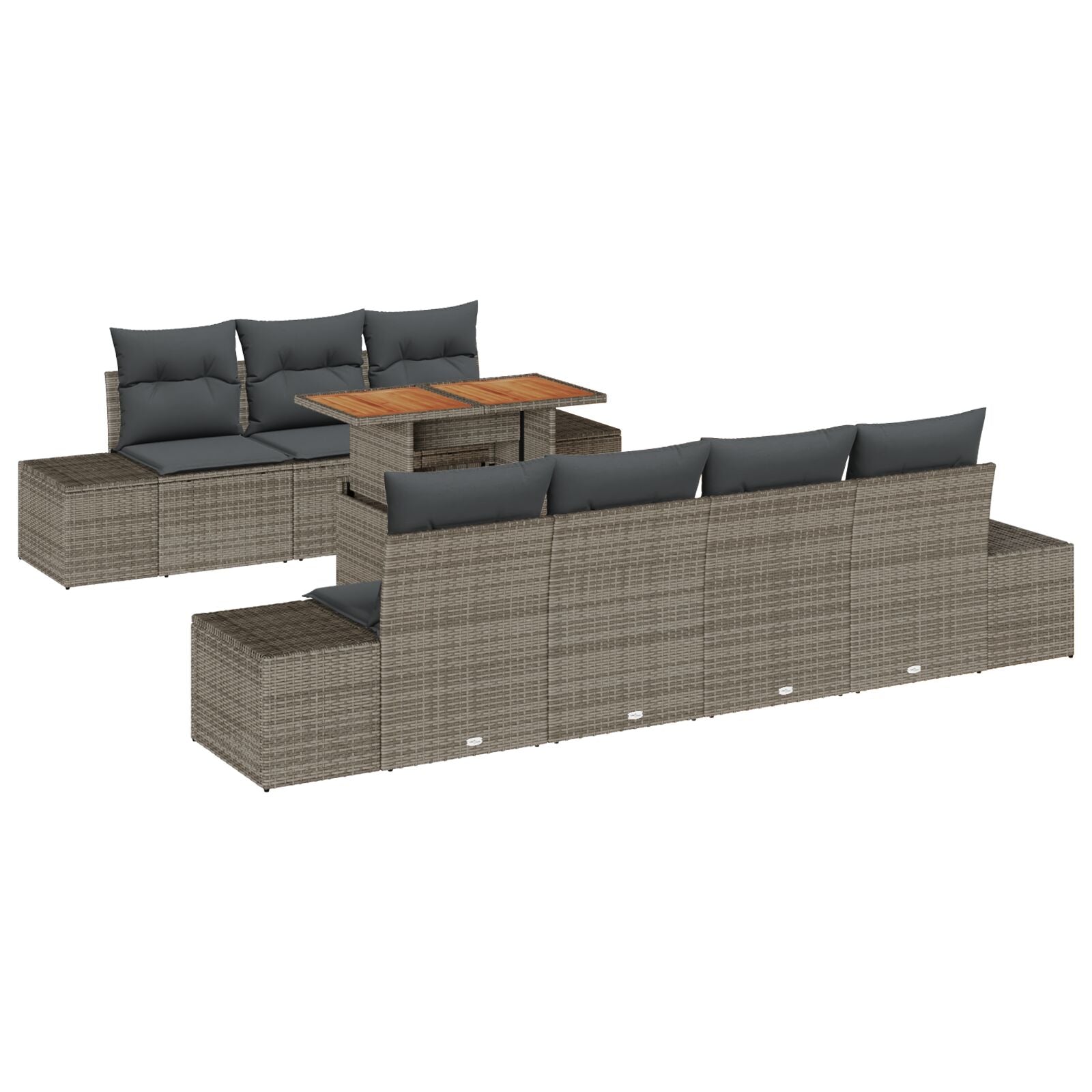 8-Delige Tuinsofa Set Met Kussens Grijs Poly Riet