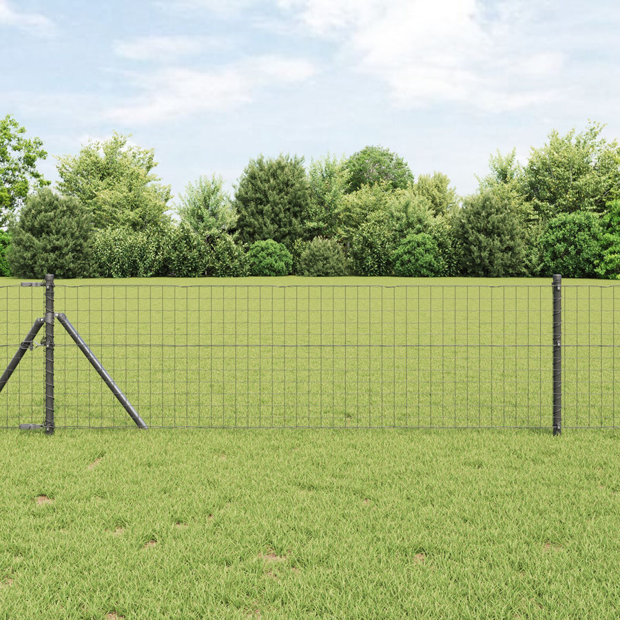 Fence Posts 26 Stuks Ø32 Mm Gegalvaniseerd Staal Grijs 80 cm 26x post