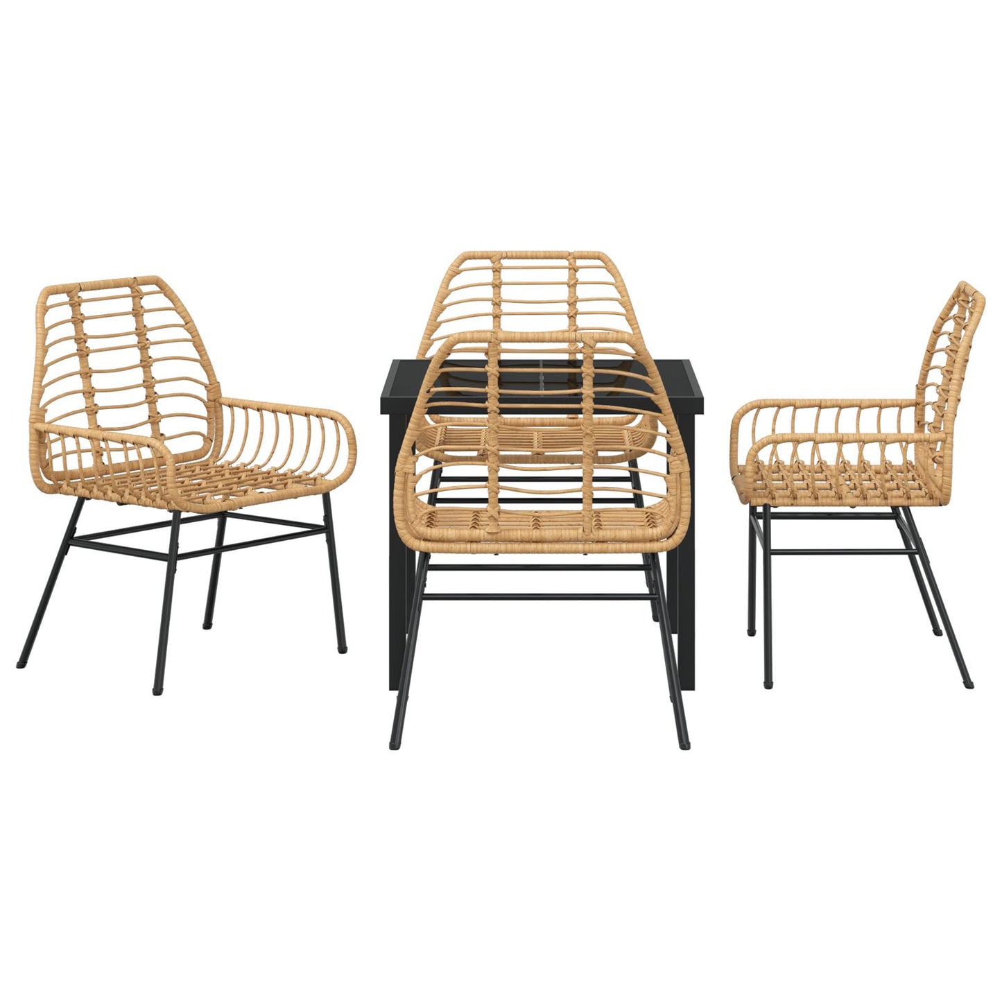 5-Delige Tuin Eetset Bruin Poly Rattan