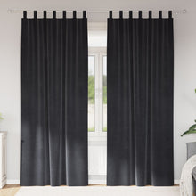 Zwarte Gordijnen 2 Stuks Velvet Donkergrijs 140 x 245 cm met hanglussen