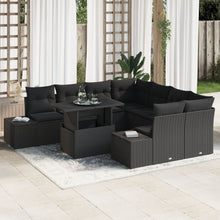 9 Delig Tuinbank Set Met Kussens Zwart Poly Riet