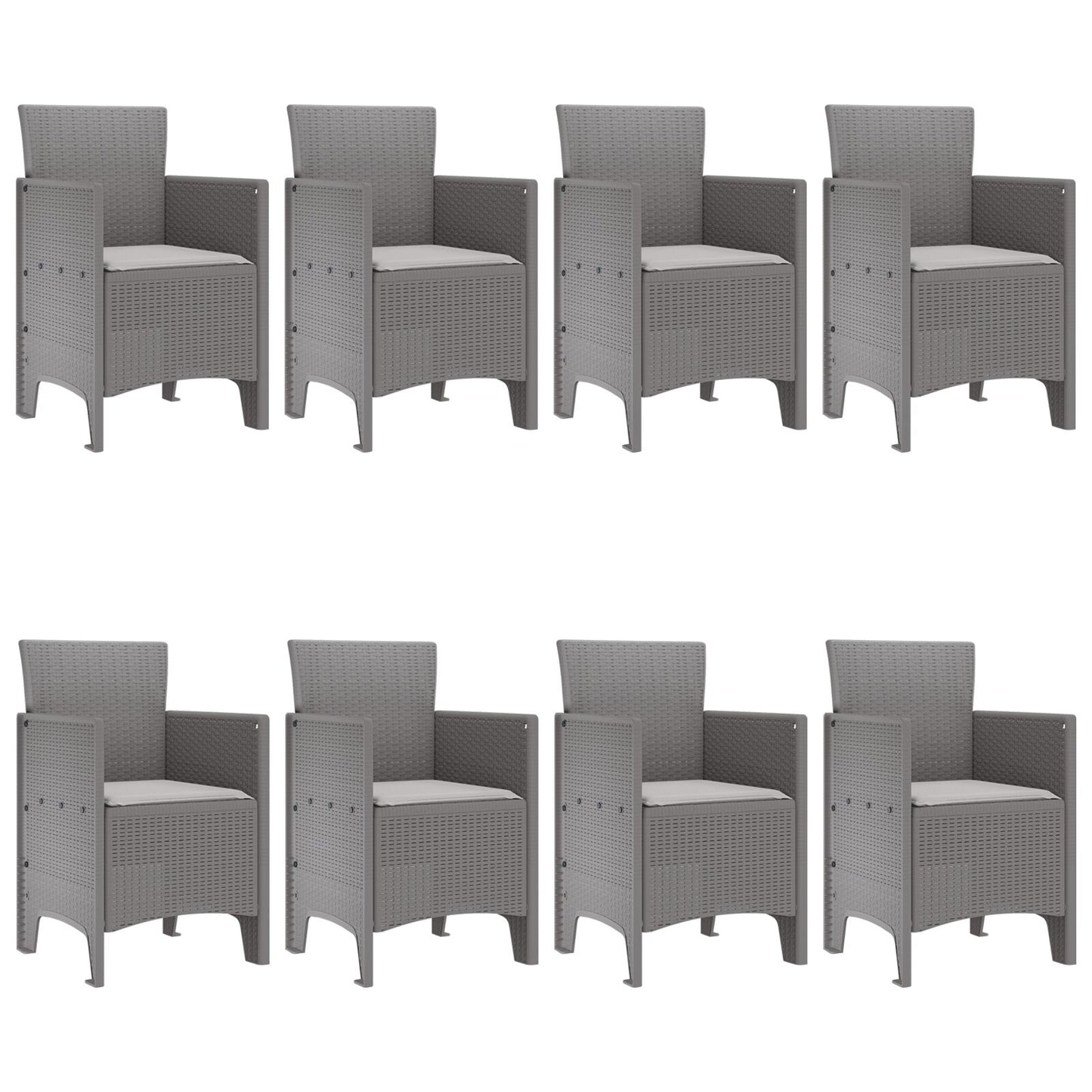 9 Delige Tuin Eetset Met Kussens Licht Grijs Poly Rattan