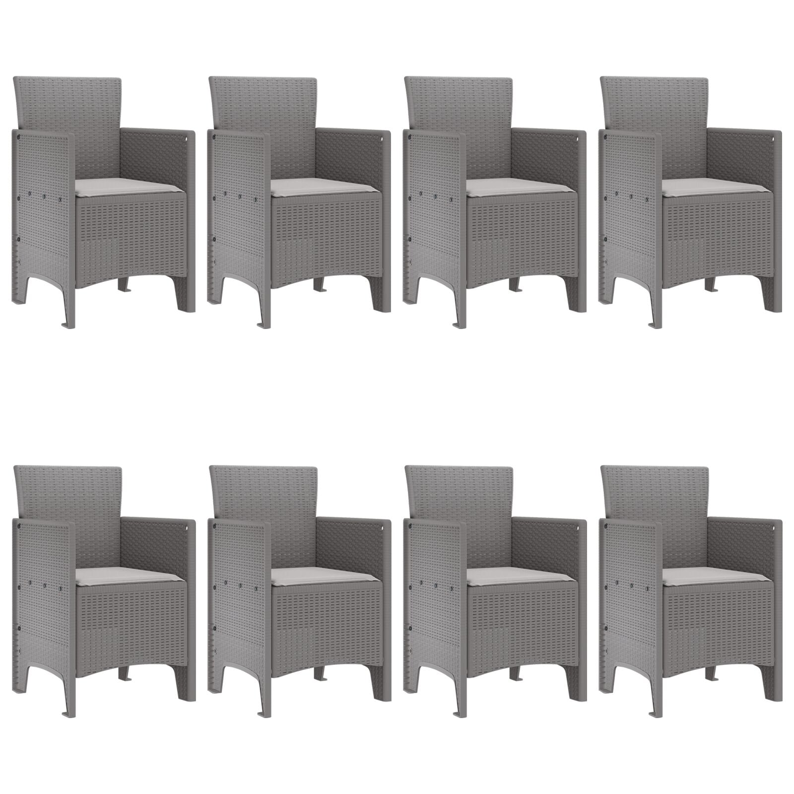 9 Delige Tuin Eetset Met Kussens Licht Grijs Poly Rattan