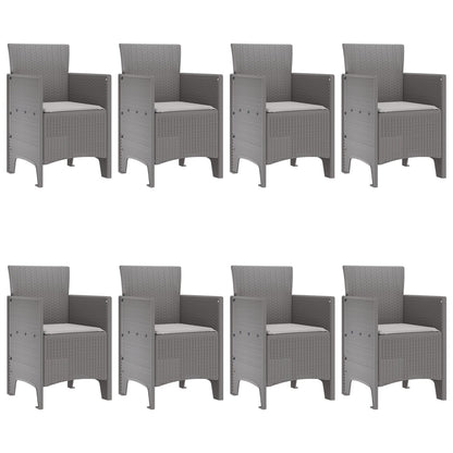 9 Delige Tuin Eetset Met Kussens Licht Grijs Poly Rattan