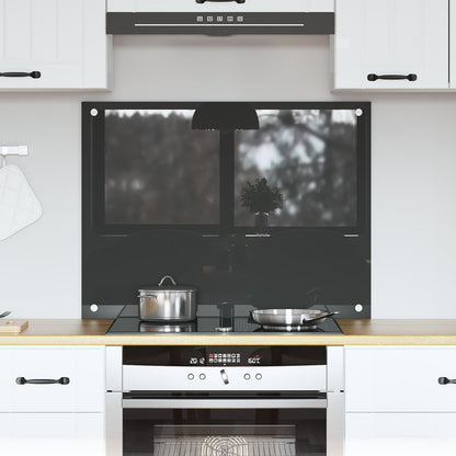 Keuken Achterwand In - 80X60X0.6 Cm Gehard Glas Donkergrijs 80 x 60 cm