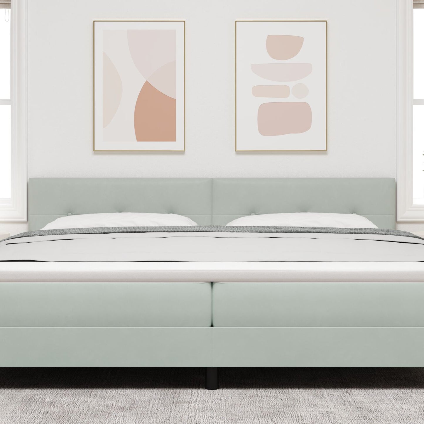 Hoofdeinde Knoop Tufted Velours Lichtgrijs 200 cm Laag hoofdbord