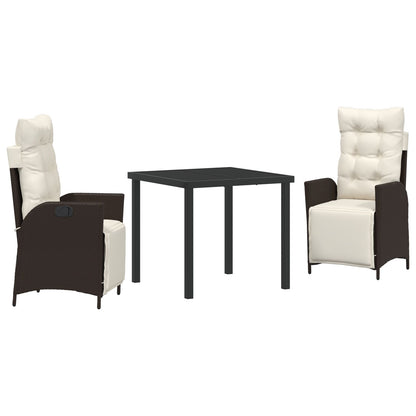 3-Delige Tuin Eetset Bruin Poly Rattan