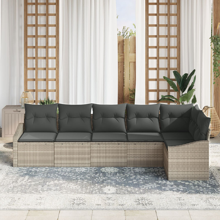 Tuin Sofa Set Set Van 6 Grijs Pe Wicker Tuin Sofa Stoel