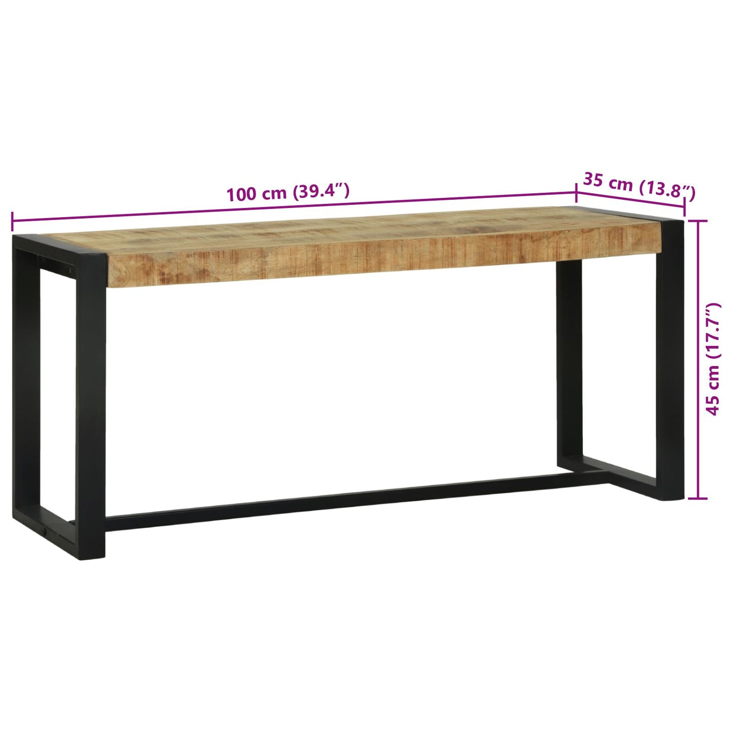 Bank Bruin Massief Mangohout 100 X 35 X 45 Cm Duurzaam