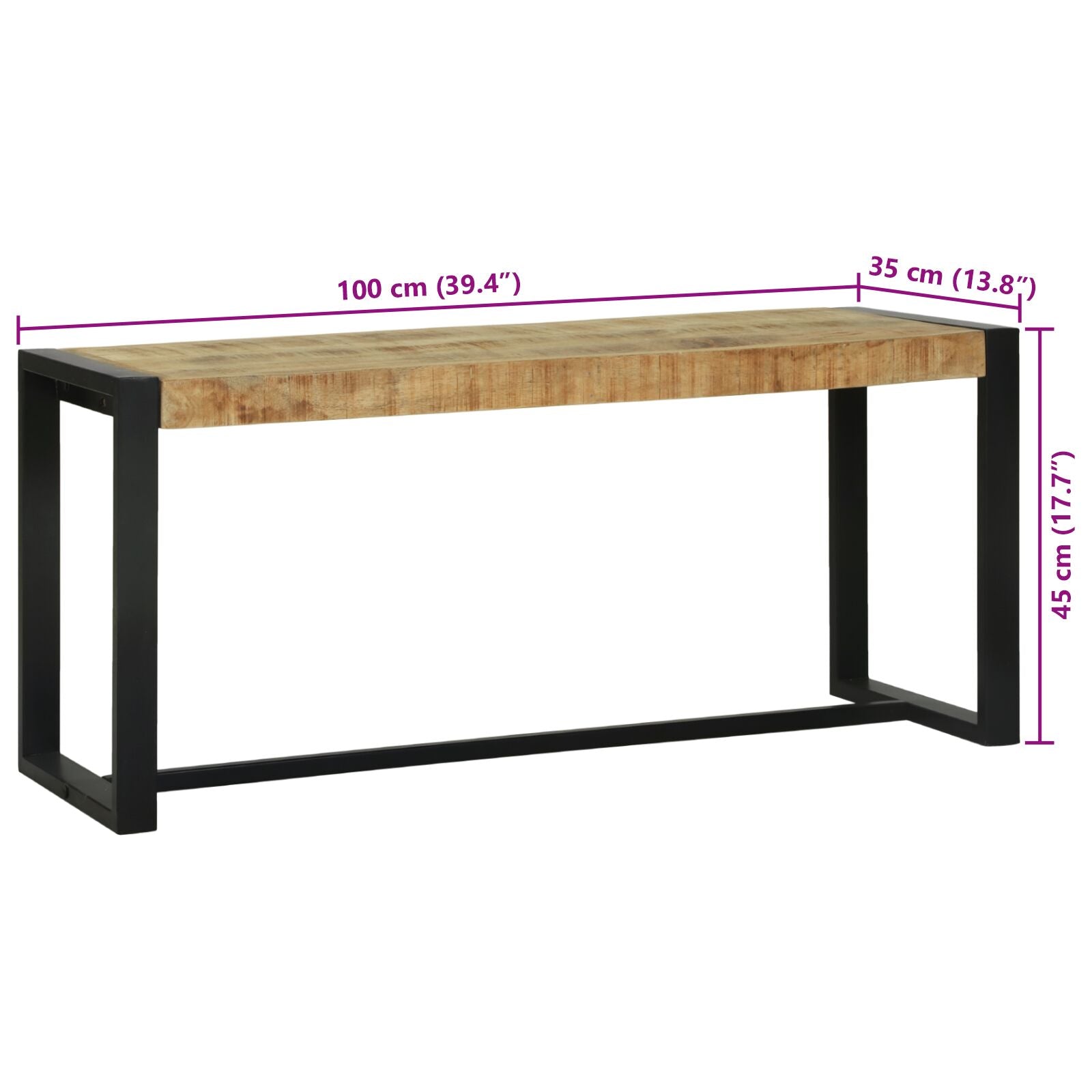 Bank Bruin Massief Mangohout 100 X 35 X 45 Cm Duurzaam