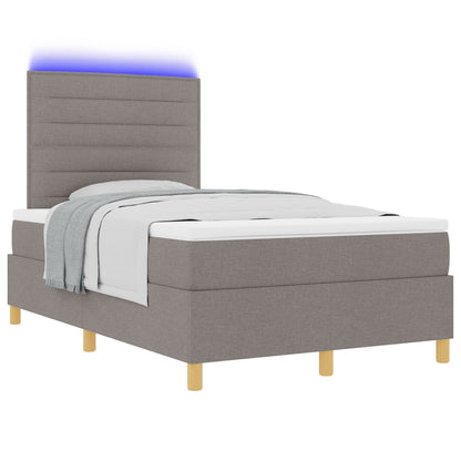 Boxspring Bed Taupe Houten Frame 120X200 Cm Duurzaam Bedframe Blauw