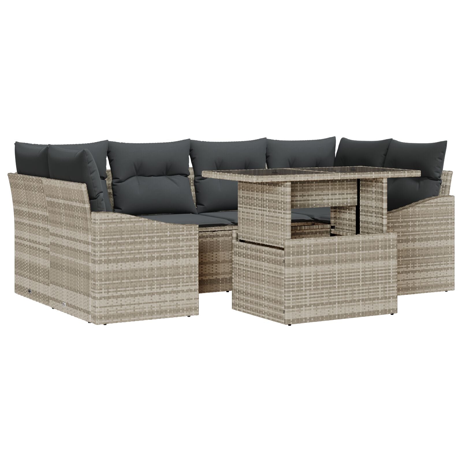 Tuin Sofa Set 7 Delig Beige En Donkergrijs Rattan En Polyester