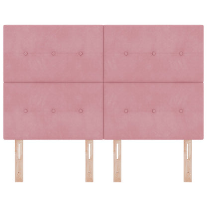 Hoofdbord Met Knopen 140 Cm Fluweel Roze 144 cm Hoog hoofdbord