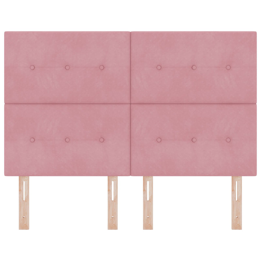 Hoofdbord Met Knopen 140 Cm Fluweel Roze 144 cm Hoog hoofdbord