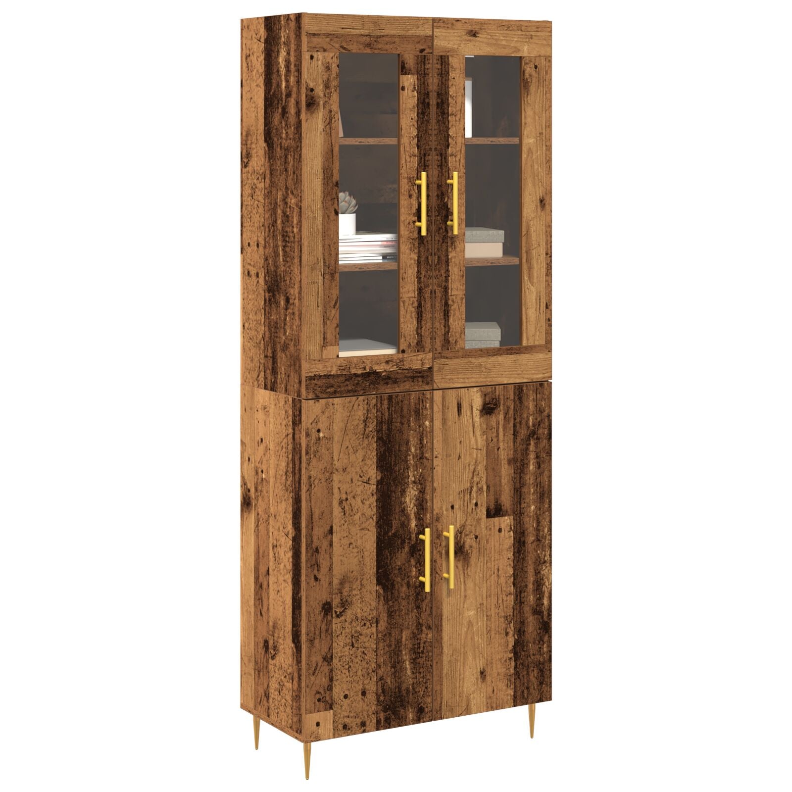 Hoogkast Oud Hout 69,5X34X180 Cm Kunststof Hout