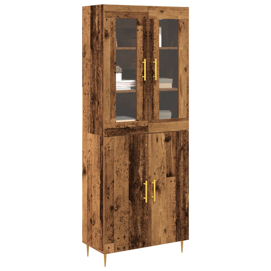 Hoogkast Oud Hout 69,5X34X180 Cm Kunststof Hout