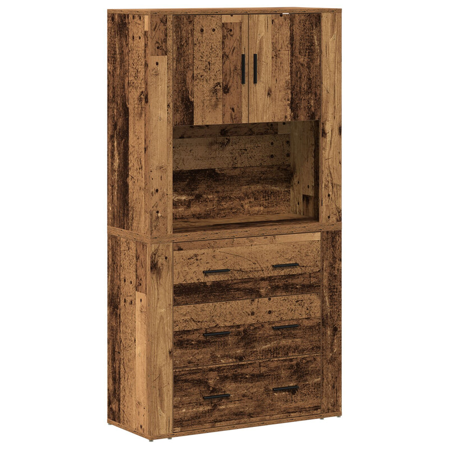 Highboard 80X33X150 Cm Gelaagd Hout Oud hout
