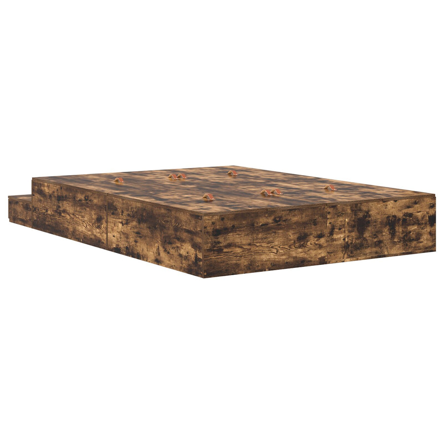 Opbergbedframe Bruin Engineered Hout 135,5 X 190 X 31,5 Cm Artisanaal Eiken