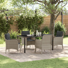 5-Delig Tuin Eetset Met Kussens Lichtgrijs Poly Rattan