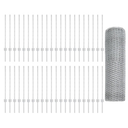 Hekpalen 11 St U-Channel 80 Cm Gegalvaniseerd Staal,  Zeshoekig Hek 0,8X100 M Gegalvaniseerd Staal