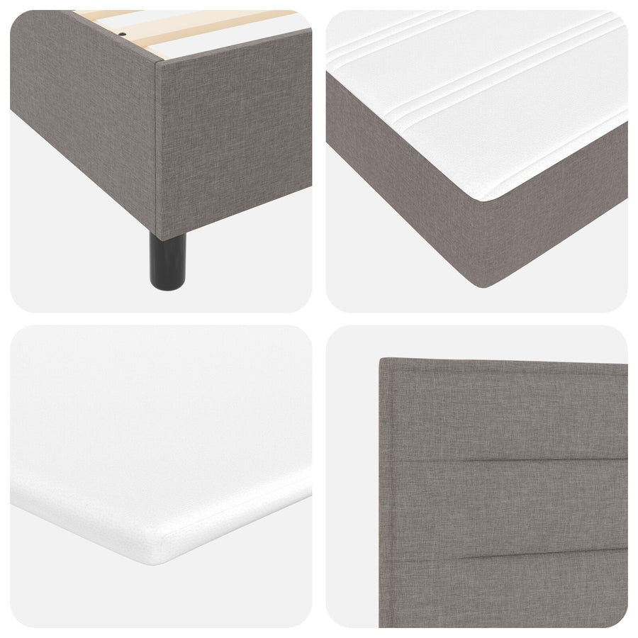 Boxspring Bed Met Matras & Bench Stof Taupe 140 x 190 cm Lijnen ontwerp