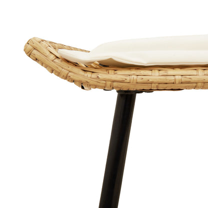 4-Delige Tuinsofa Set Met Kussens Van Poly Rattan Natuurlijk Bank + tafel + voetsteun