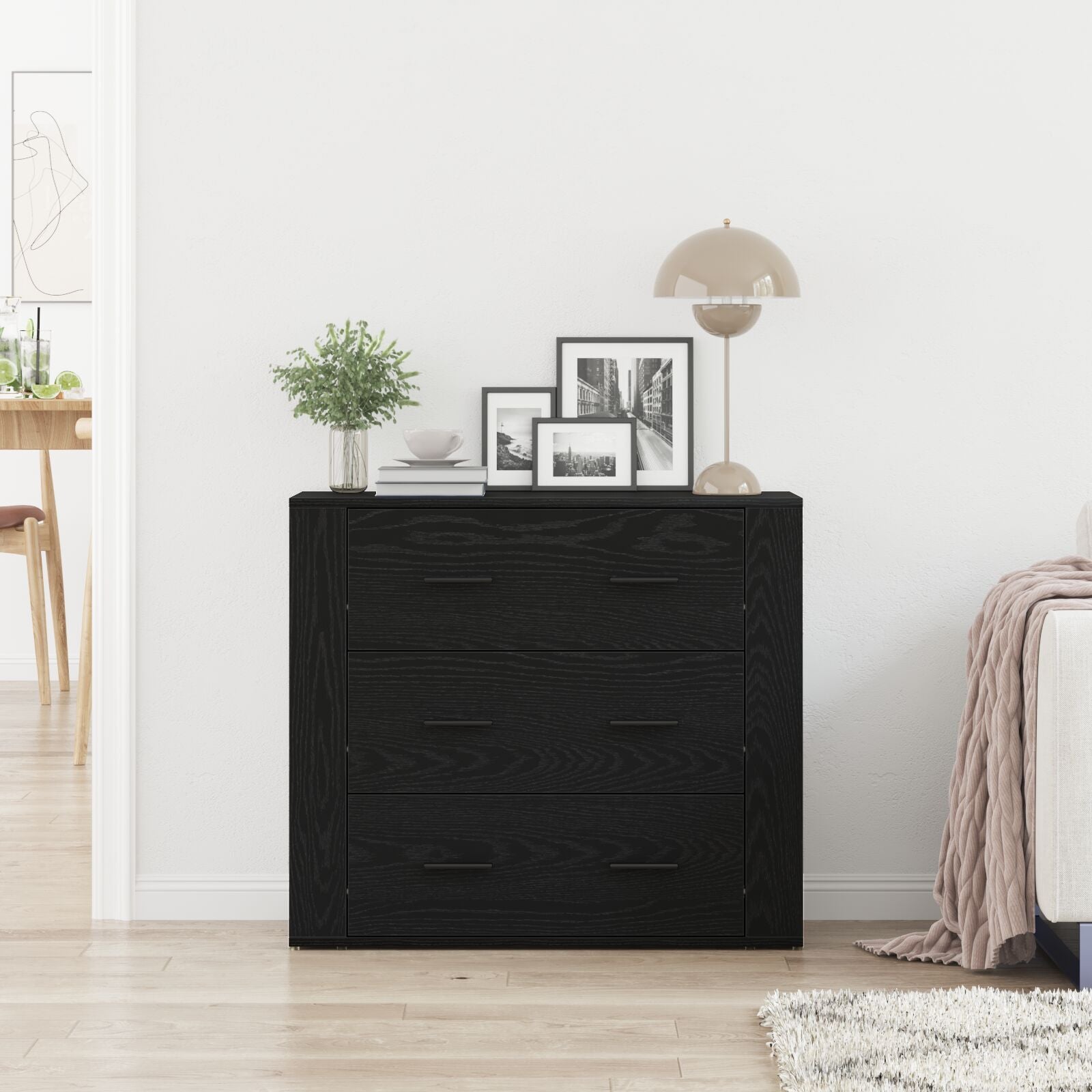 Dressoir Zwart Eiken 33X80X70 Cm Engineered Hout