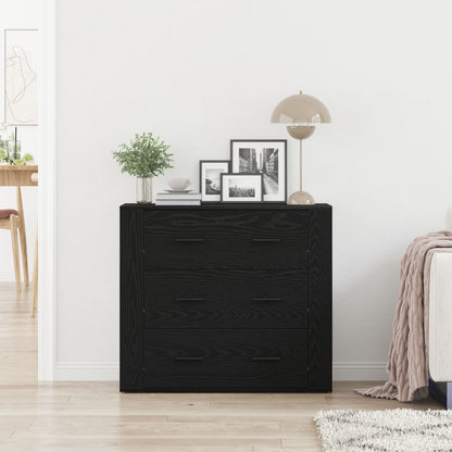 Dressoir Zwart Eiken 33X80X70 Cm Engineered Hout