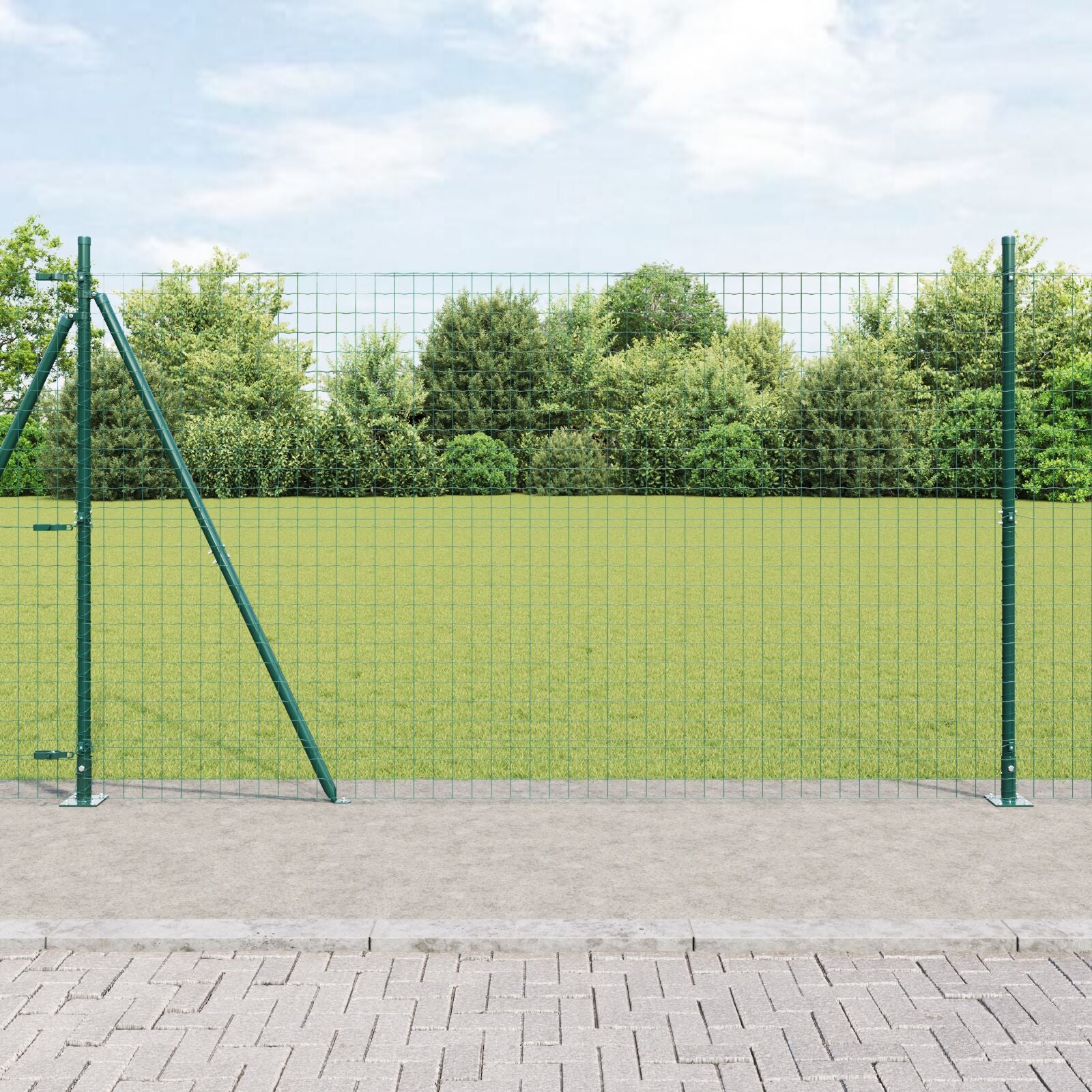 Hekpalen Set Van 104 Poeder-Gecoat Staal Groen 160 cm 52x betonnen paal