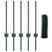 Schuttingpalen 11 St U-Profiel Groen 80 Cm Staal,  Zeshoekige Schutting Groen 0,5X10 M Staal