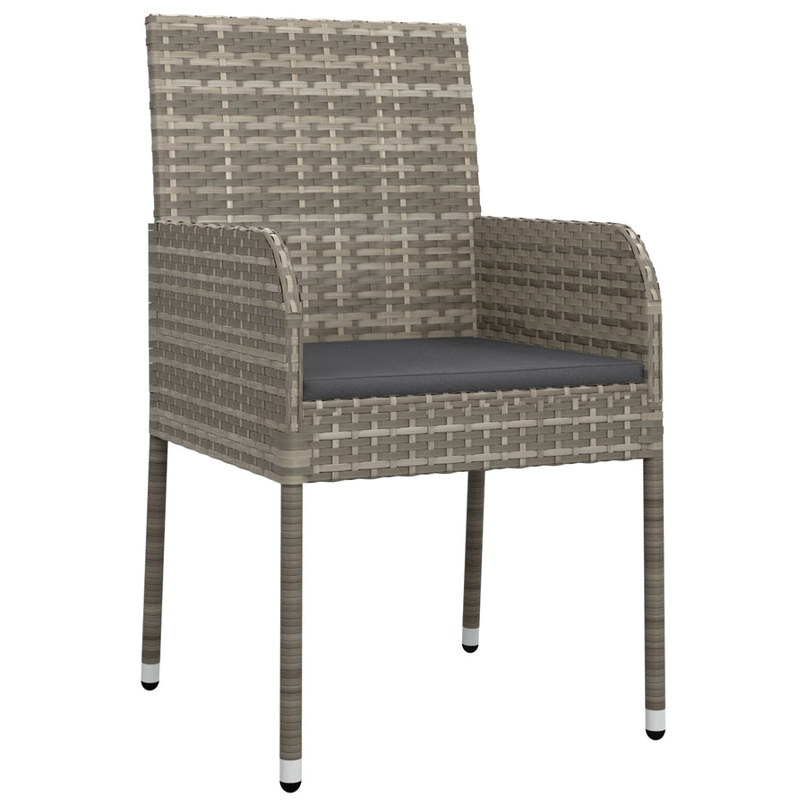 3-Delige Tuin Eethoek Met Kussens Grijs Poly Rattan