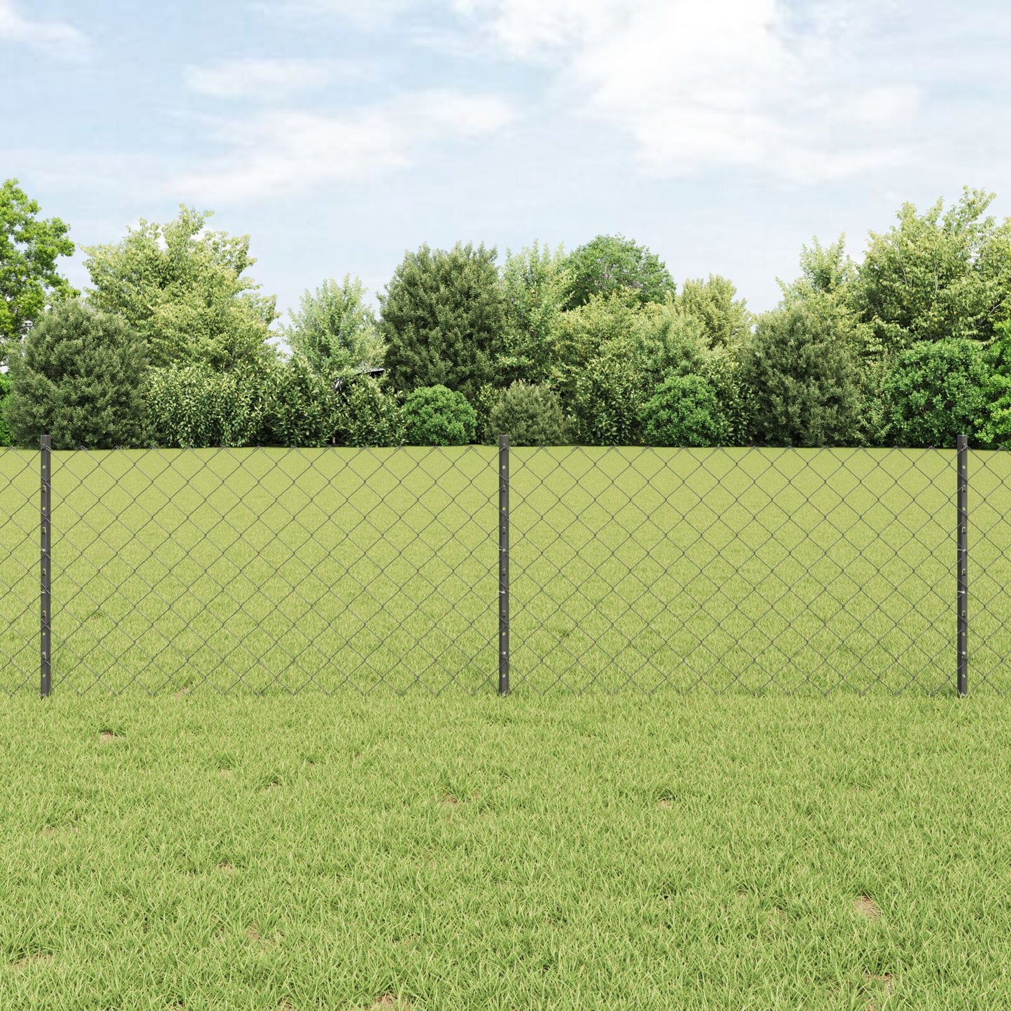 Kettinglink Hek Met 10 U-Palen Grijs 0.6X10 M Staal