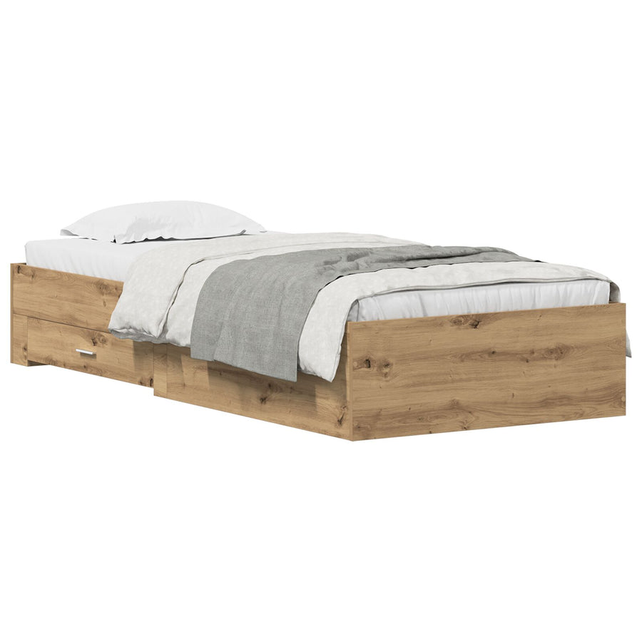 Bed Frame Artisan Eiken 90X190 Cm Engineered Wood Ambachtelijk Eiken
