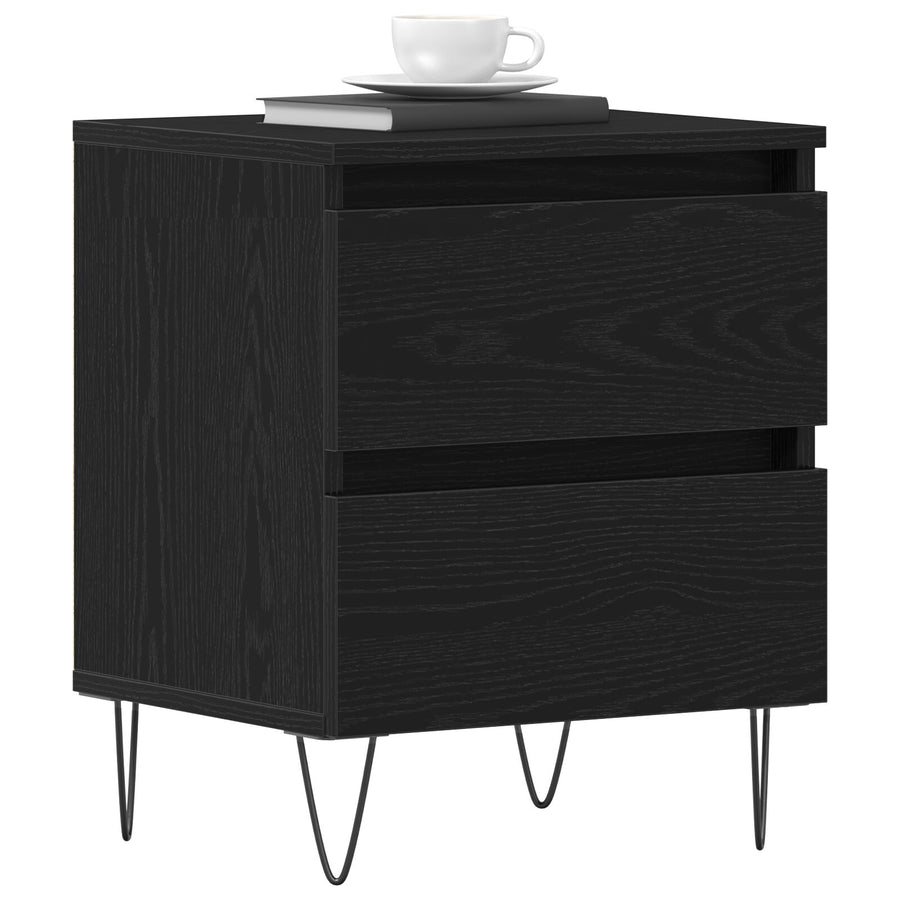 Nachtkasten 2 Stuks Zwart Eiken 40X35X50 Cm Gefabriceerd Hout