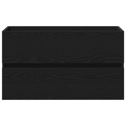 Wastafelkast Met Ingebouwde Wastafel Zwart Eiken Engineered Hout,  Wastafelkast Zwart Eiken 80X38.5X45 Cm Engineered Hout