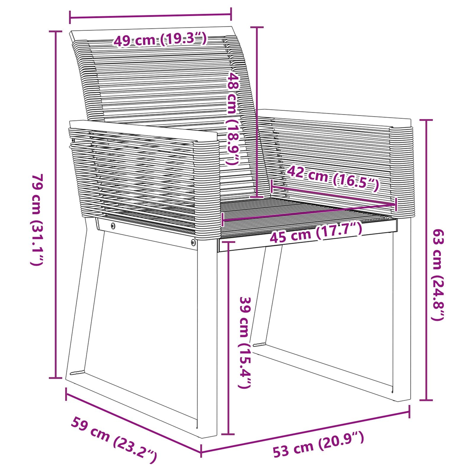 3-Delige Tuin Eetset Zwart Poly Rattan